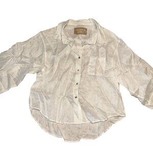 Araminta James White 100% Linen Button Front Shirt Women's Small S